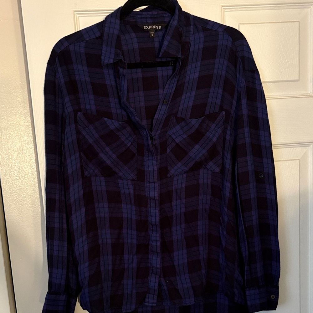Express Plaid Button-Up Shirt